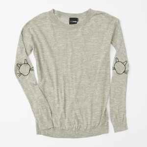ASOS Petite Gray Sweater w/ Cat Elbow Patches - 6P